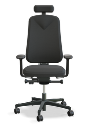 Kontorstol Höganäs 290 svart med nackstöd och armstöd, justerbar och ergonomisk kontorsstol i premiumkvalitet.