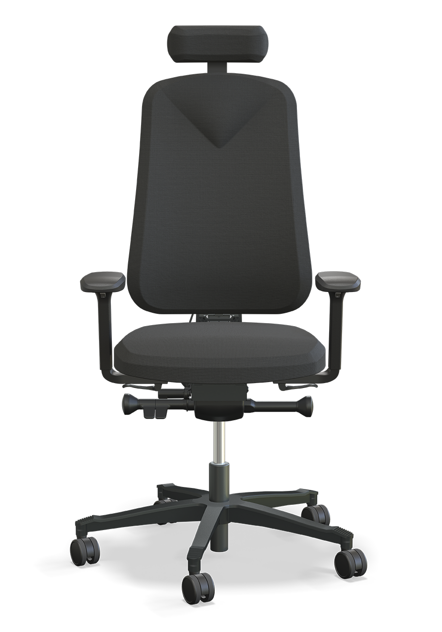 Kontorstol Höganäs 290 svart med nackstöd och armstöd, justerbar och ergonomisk kontorsstol i premiumkvalitet.