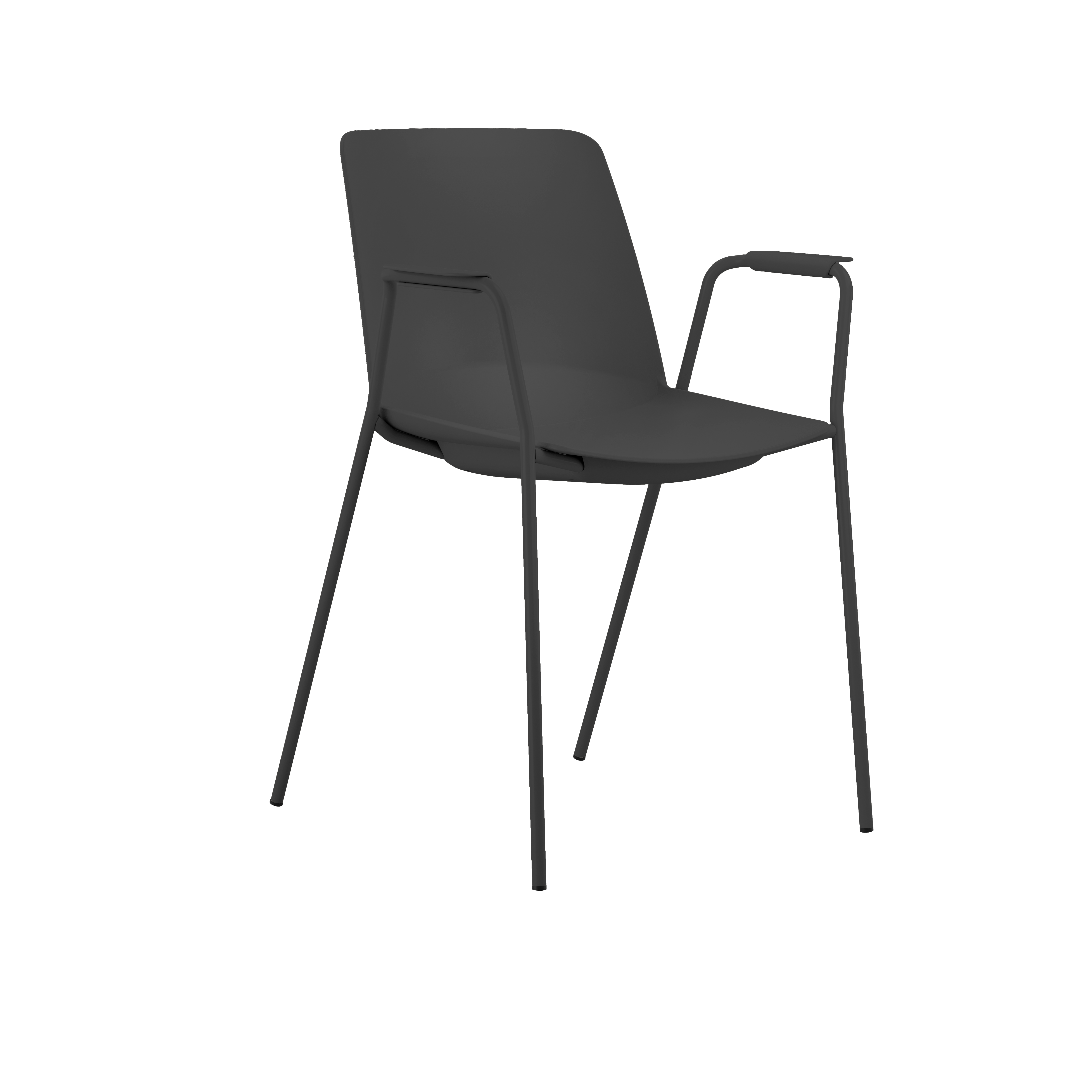 Spexhult stol, karmstol i svart med stapelbar design för skolmatsalar, caféer och konferensrum.