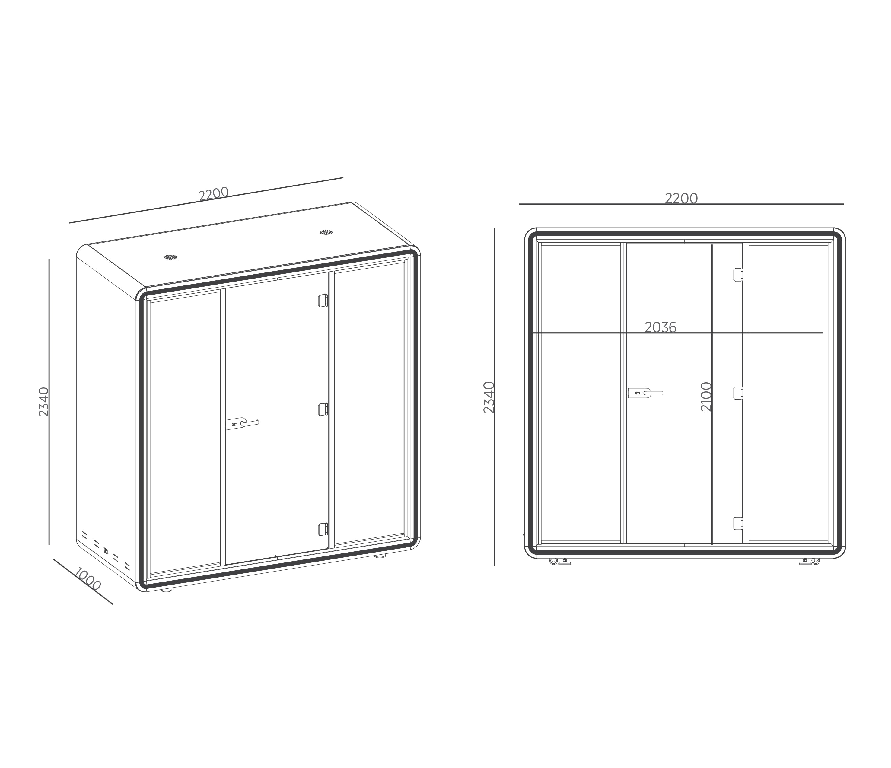 Tyst rum, Silento Pod Duo, inkl möbler, Antracit