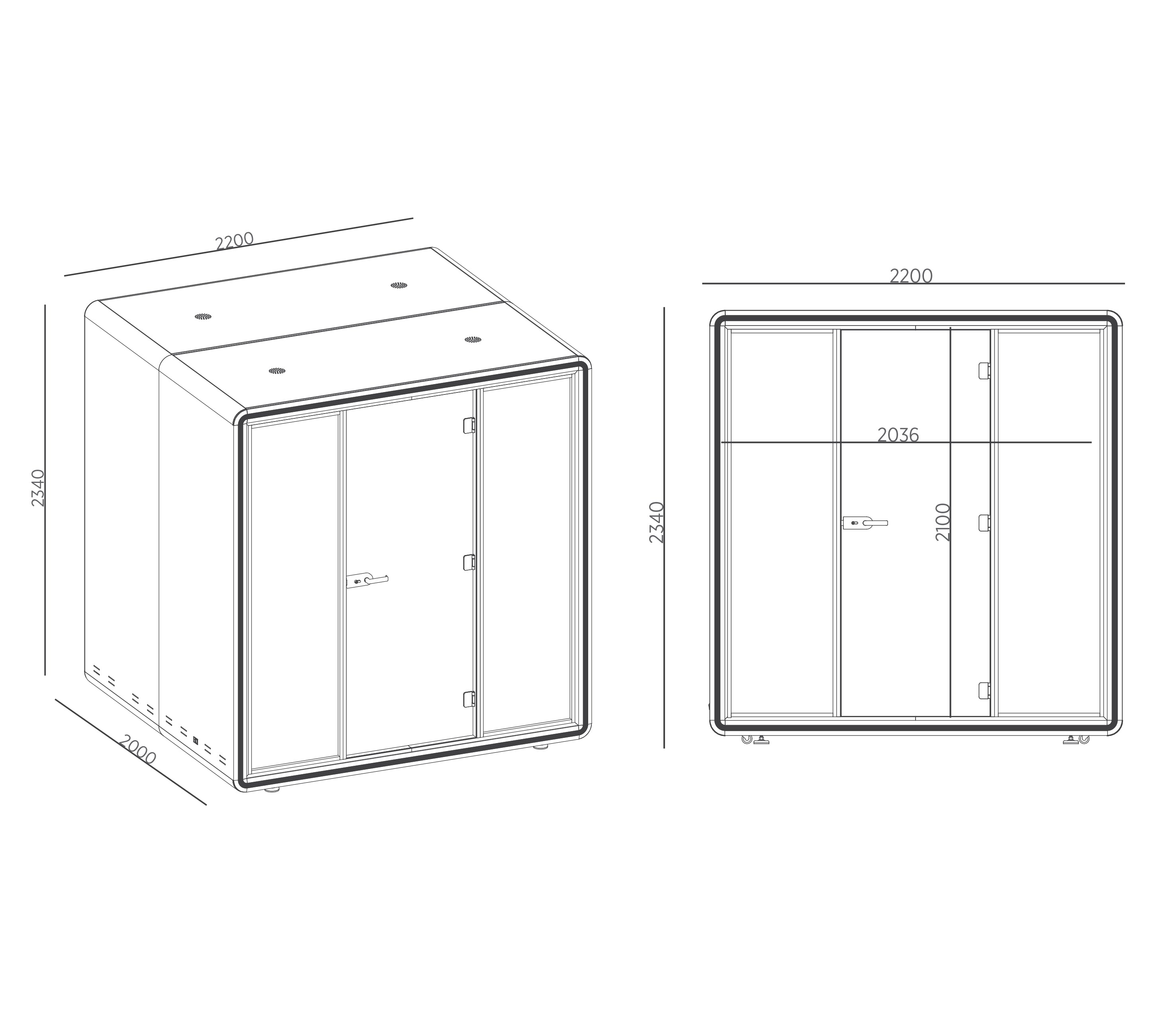 Tyst rum, Silento Pod Station, inkl möbler, Antracit
