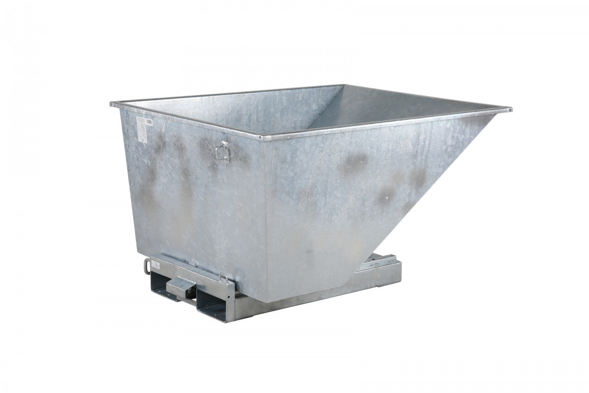 Galvaniserad tippcontainer, 900 liter, 2500kg med robust stål och tippfunktion för effektiv och säker avfallshantering.