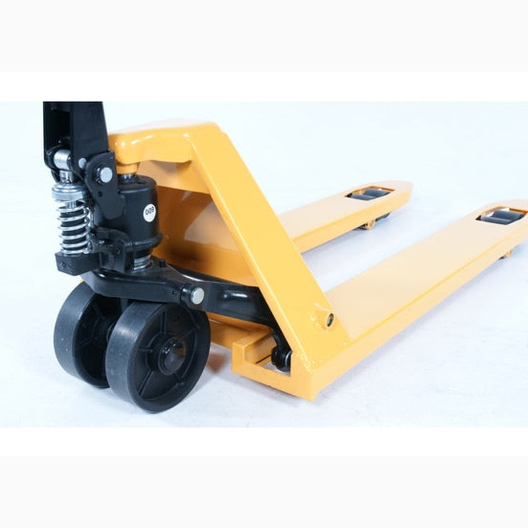 Pallyftare långa gafflar, 2000kg, 540x2000mm, boggi/poly, Gul