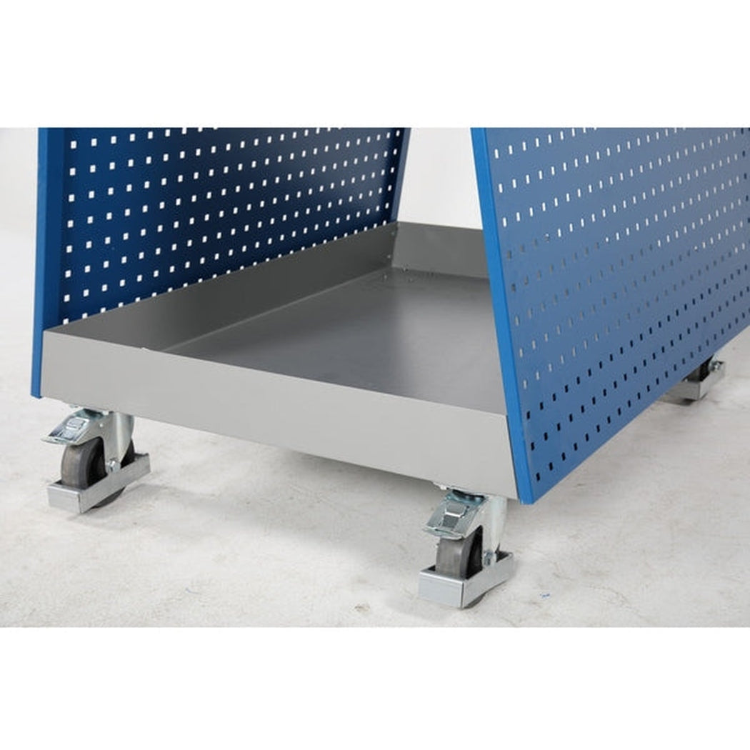 Perforerad verktygsvagn 1000x1500 med robust konstruktion, perforerade sidor och hjul för enkel förflyttning i verkstad miljö.