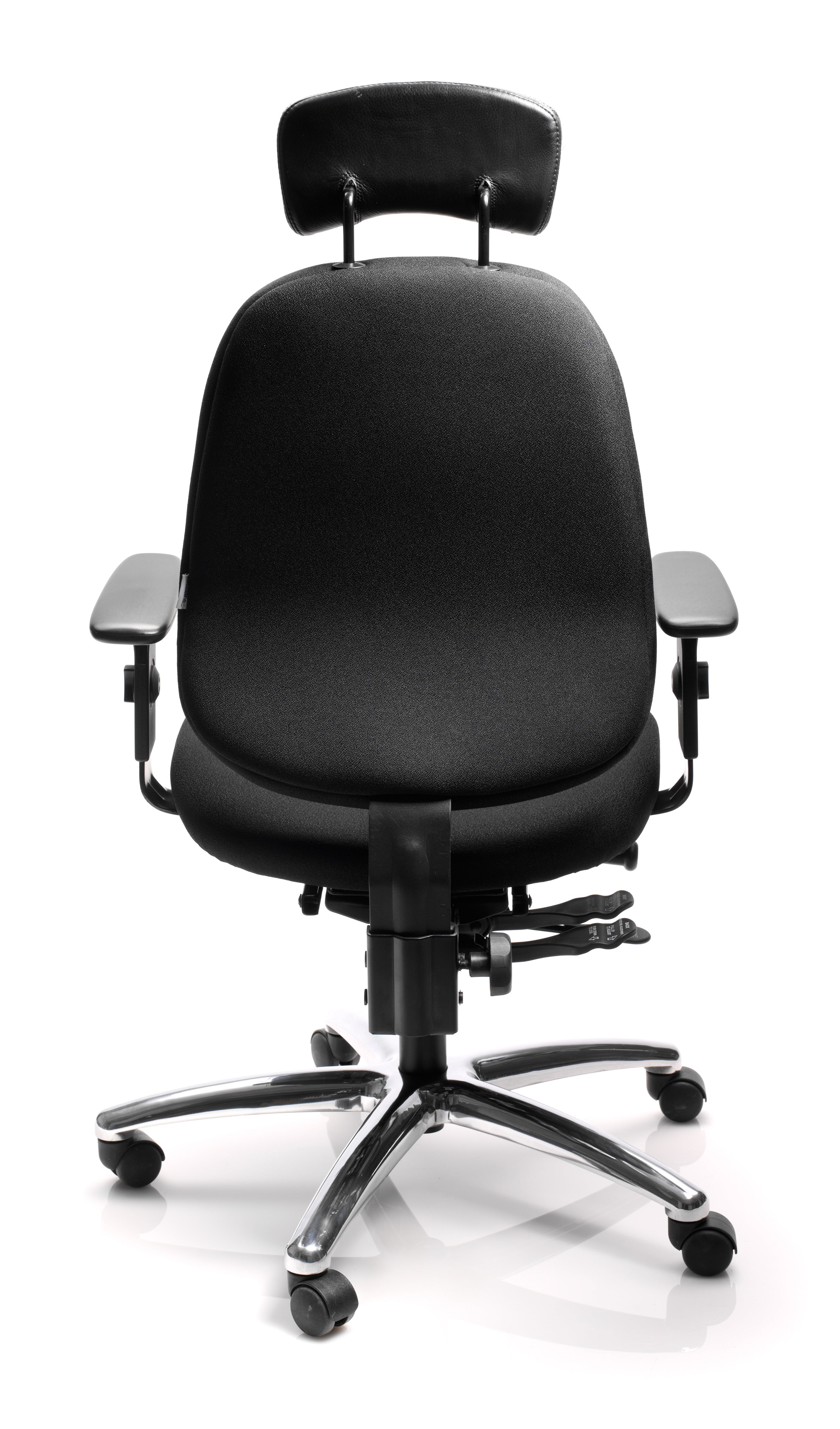 Kontorstol Ronna, nackstöd och armstöd i svart med justerbara funktioner för ergonomiskt kontorsarbete.