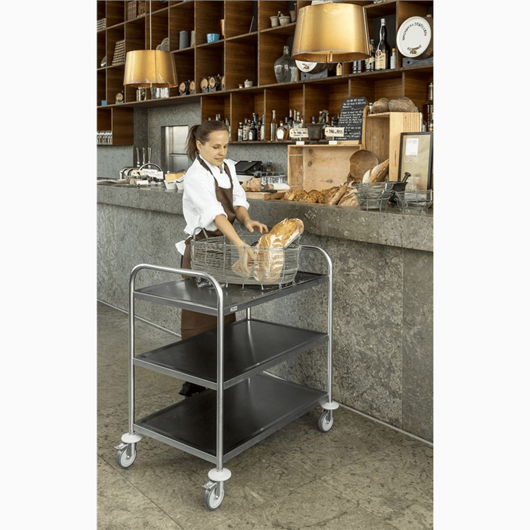Rostfri vagn, 3 hyllor, 910x590x940mm, 100kg