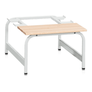 Sittbänk till klädskåp 2-Dörr B600 grå med robust bänkstativ och björksits för funktionell och stilren sittplats.