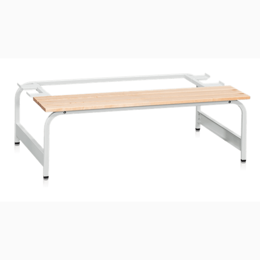 Sittbänk till klädskåp 4-Dörr B1200, Grå med robust konstruktion och björksittsdel för praktisk och stilren förvaring.