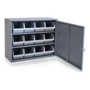 Skåp, 2 hyllplan, 660x280x475mm, inkl. 12 backar med nyckellås och flyttbara hyllplan för organiserad förvaring.