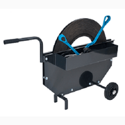 Startpaket stålband, 16x0,5mm, 300m med avrullare och bandsträckare för effektiv hantering och bandning.