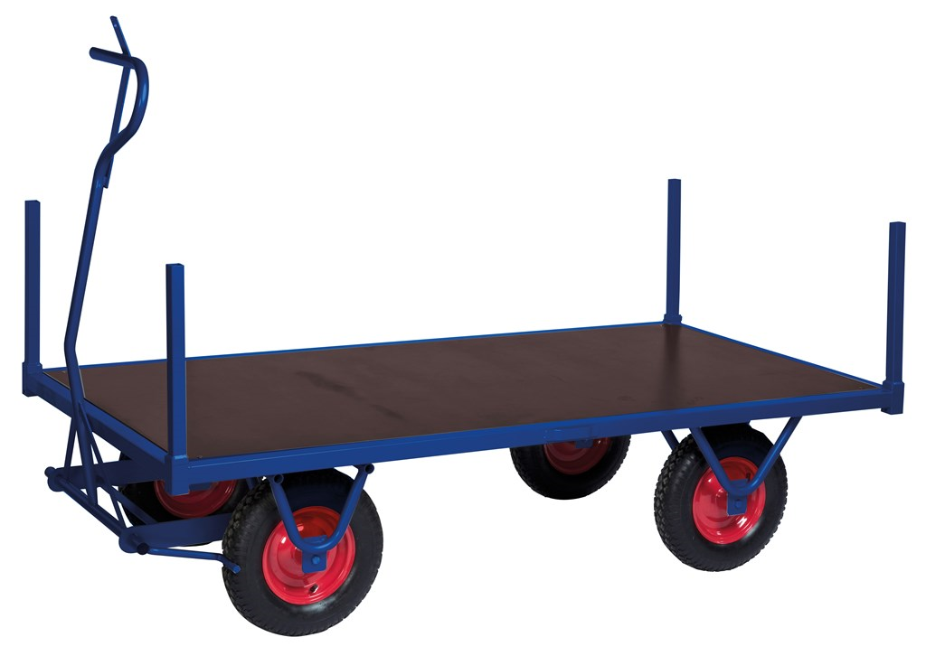 4 st. hörnstolar till flakvagn, 490x40x40mm, blå för ökad stabilitet och säkerhet vid transport.