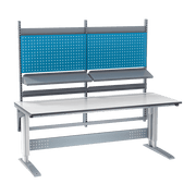 Höj- & sänkbart arbetsbord 112, 2000x800mm med laminatskiva, robust konstruktion och elektrisk höjdjustering.