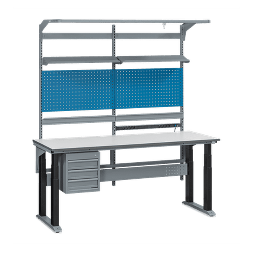 Höj- & sänkbart arbetsbord 4 pelare W280, 2000x800 mm komplett B