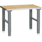Arbetsbord HD, 500kg, 1200-2500x800mm med justerbara benbockar och slitstark ekparkettbordsplatta.