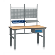 Arbetsbord Komplett HD 4 1600x800x40 mm med grålackerat stativ, höj- och sänkbara ben och laminatskiva.