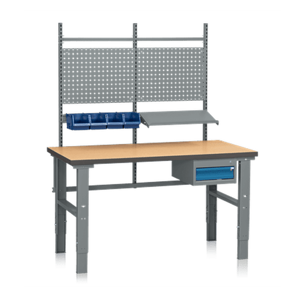 Arbetsbord Komplett HD 4 1600x800x40 mm med grålackerat stativ, höj- och sänkbara ben och laminatskiva.