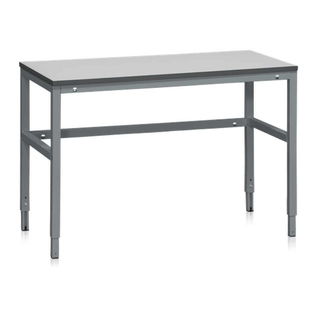 Arbetsbord LD 800-2000x600 mm Laminat med justerbara ben och slitstark grå laminatskiva för professionellt bruk.