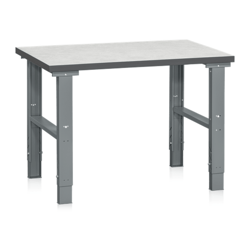 Arbetsbord HD 500 1200-2500x800 mm Vinyl med manuellt justerbara ben och robust arbetsyta för verkstad och montage.
