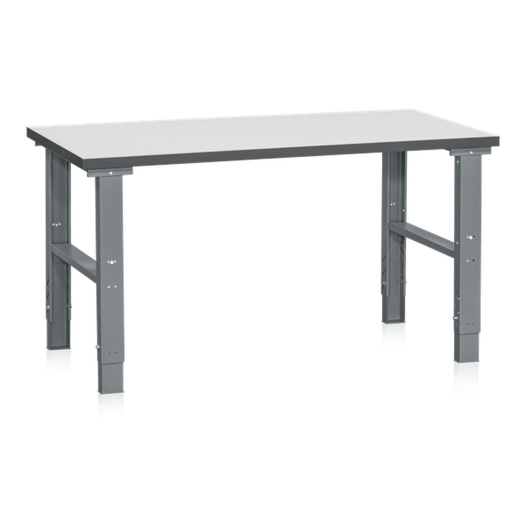Arbetsbord HD, 500kg, 1200-2500x800mm, laminat med justerbara stålben för industriellt bruk och hög belastning.