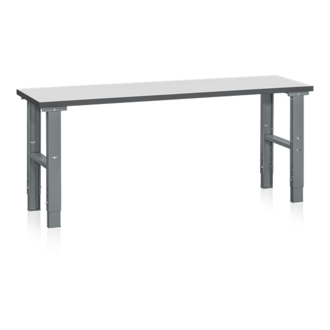 Arbetsbord HD 500 1600-2000x600 mm Laminat med justerbara ben i stål och robust arbetsyta för tung belastning.