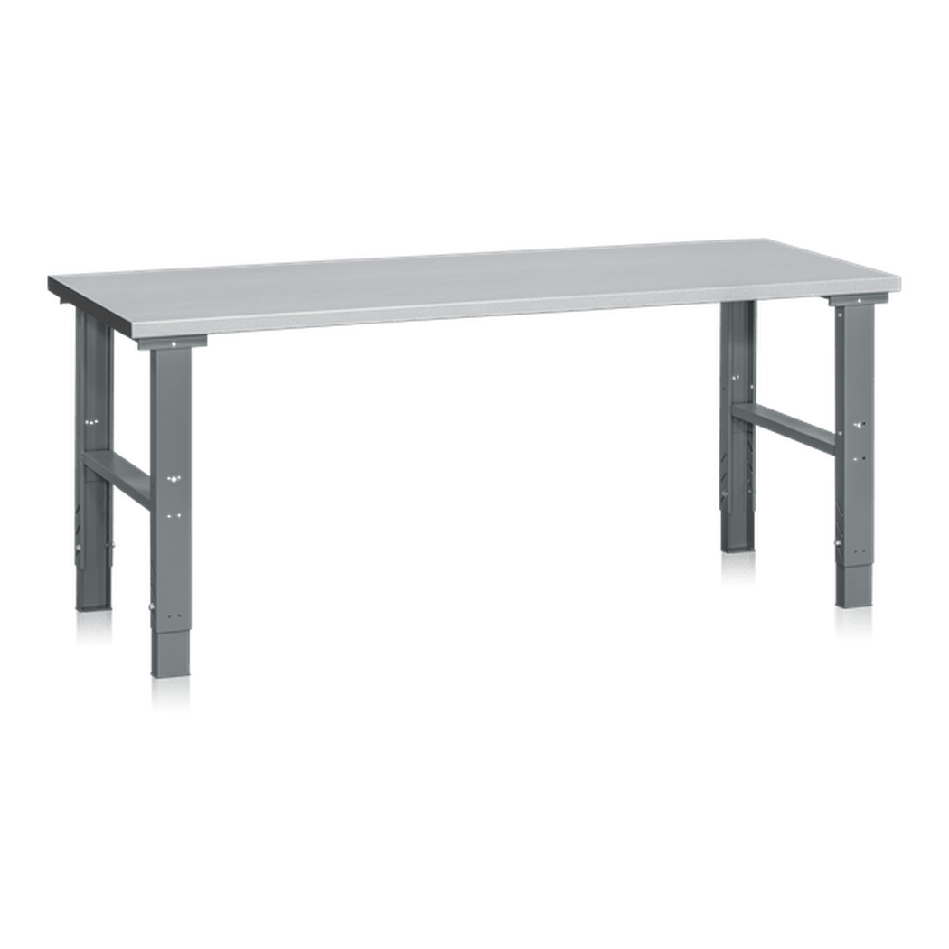 Arbetsbord HD 500 1200-2500x800 mm Stål med justerbara ben och robust arbetsyta för professionellt bruk.