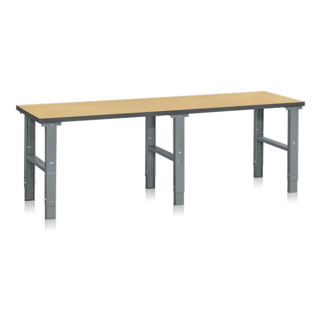 Arbetsbord, 500kg, 1200-2500x800mm, Board med justerbar höjd och robust stålram för tunga arbetsuppgifter.