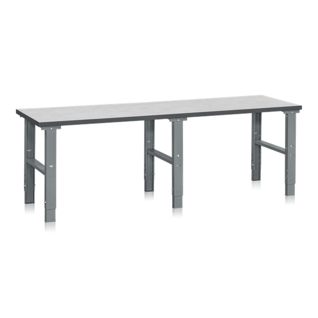 Arbetsbord HD 500 1200-2500x800 mm Vinyl med manuellt justerbara ben och stabil konstruktion för verkstad och montage.