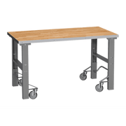 Arbetsbord HD 500 Mobil 1600-2000x800 mm med höj- och sänkbara benbockar och ekparkett bordsskiva.
