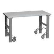 Arbetsbord mobilt, 1600-2000x800mm, 500kg, vinyl med justerbara ben och svängbara hjul för flexibel arbetsyta.