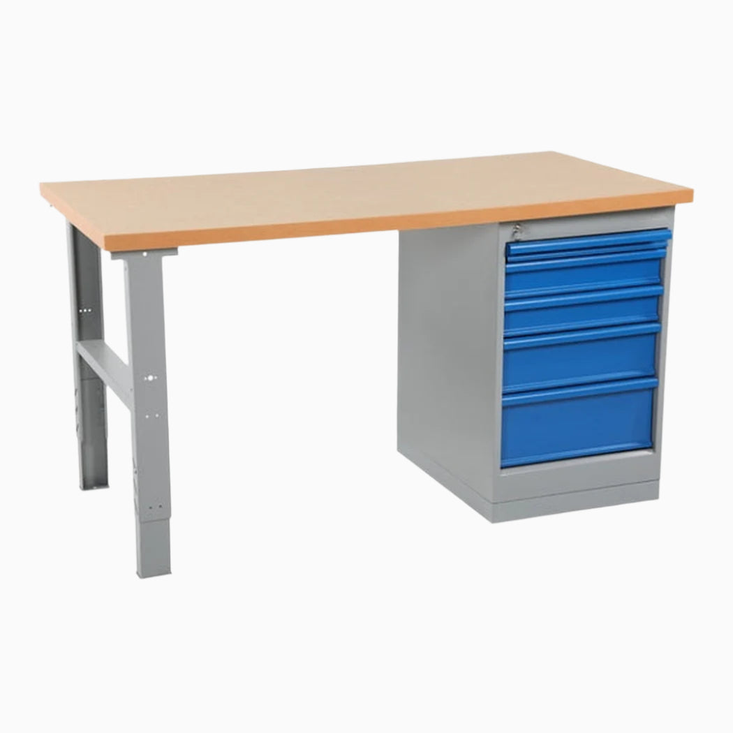 Arbetsbord med skåp, 5 lådor, 1600x800mm med robust konstruktion och generös förvaring för verktyg och material.