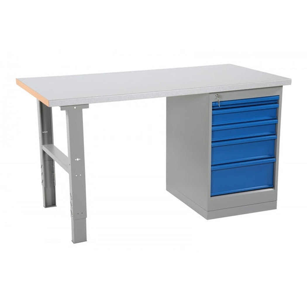 Arbetsbord med skåp, 5 lådor, 1600x800mm med robust konstruktion och lådor för effektiv förvaring i verkstaden.