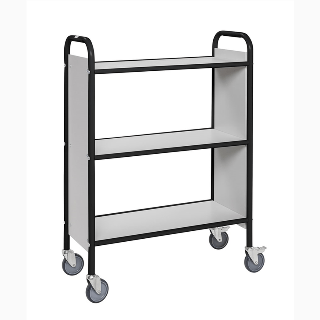 Arkivvagn, 3 hyllplan, 780x345x1115mm, 150kg, svart med hjul för enkel förflyttning och effektiv kontorsförvaring.