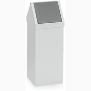 Avfallsbehållare Dubbel 100 liter i robust plåt med vippbart lock och tålig grå strukturlack för effektiv avfallshantering.