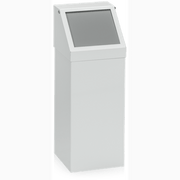 Avfallsbehållare Enkel 100 liter i slitstark plåt med vippbart lock och pulverlackerad yta för effektiv avfallshantering.