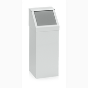 Avfallsbehållare Enkel 50 liter i robust plåt med vippbart lock och grå pulverlackerad finish för effektiv avfallshantering.