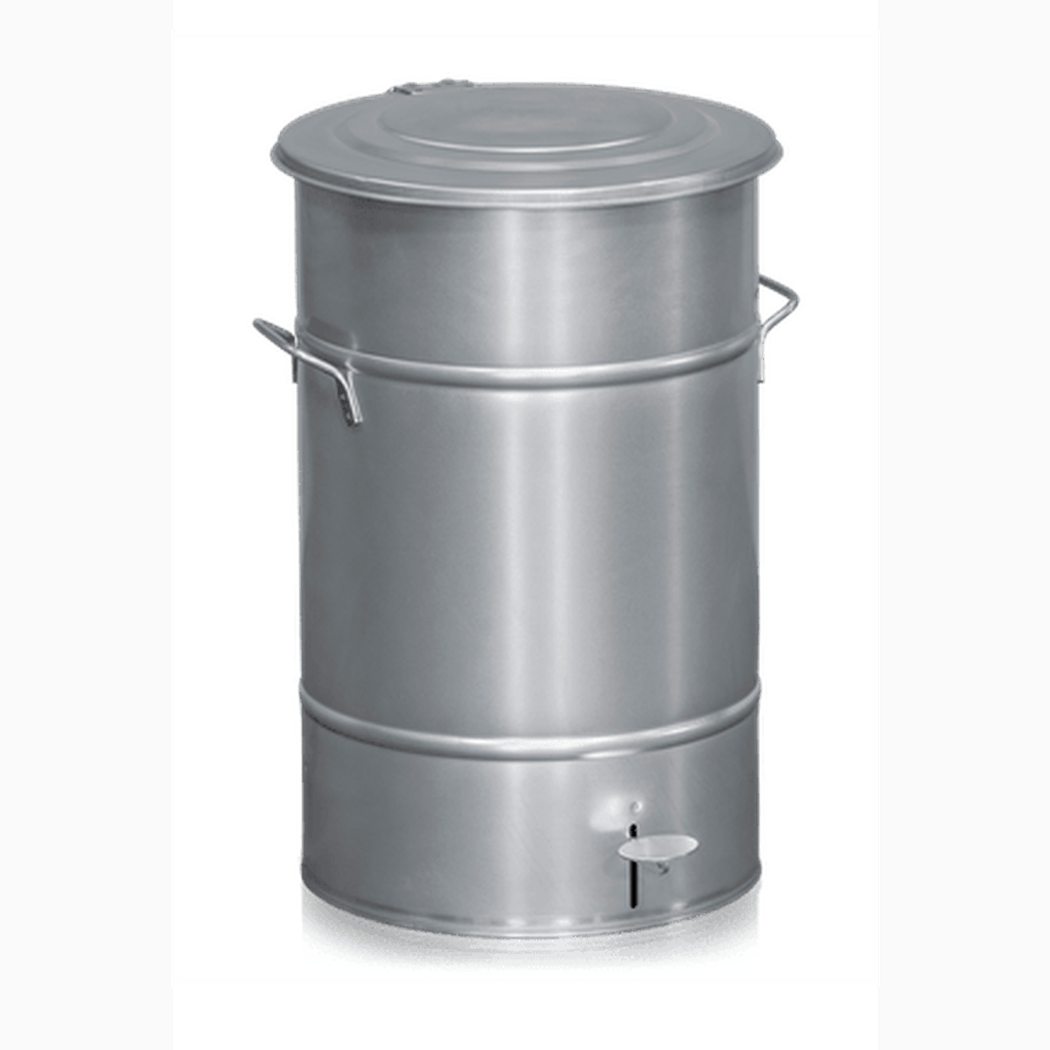 Avfallsbehållare, höjd 610 mm, 70 liter, inkl. fotpedal i varmförzinkad plåt med bärhandtag och hygienisk öppning.