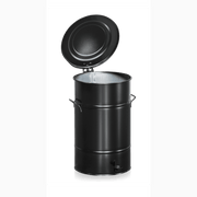Avfallsbehållare, höjd 610 mm, 70 liter, inkl. fotpedal, svart cylinderformad soptunna med robust design och bärhandtag.