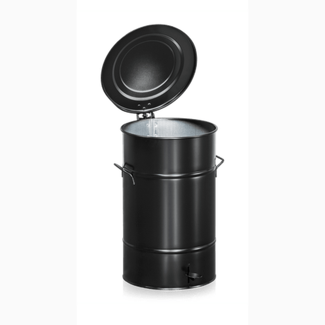Avfallsbehållare, höjd 610 mm, 70 liter, inkl. fotpedal, svart cylinderformad soptunna med robust design och bärhandtag.