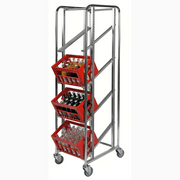 Backvagn, 410x585x1880mm, 4 hyllplan i elförzinkat stål med justerbara skenor och 4 hjul för effektiv transport av backar.