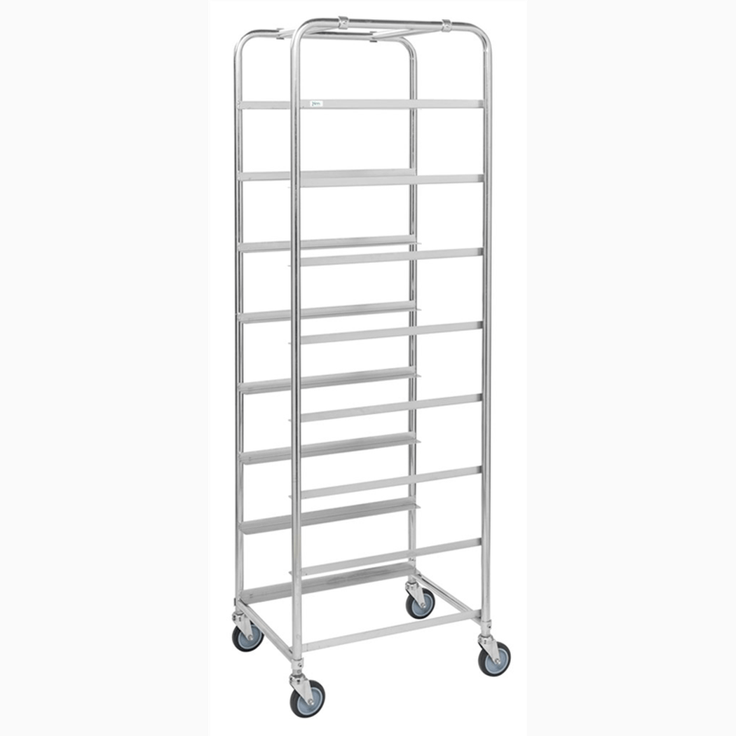 Backvagn, 460x590x1880mm, 8 hyllplan, robust elförzinkat stål med 4 länkhjul och maxlast 150kg för lagerhantering.