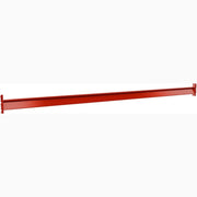 A long, horizontal red Bärbalk 3300mm, 3 pallar metal beam with end connectors, designed for industrial racking systems with a capacity of 4450 kg, isolated on a white background.