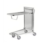 Butiksvagn med fjädrande gallerhyllplan 960x525x1030 mm, ergonomisk och elförzinkad för butik och lager.