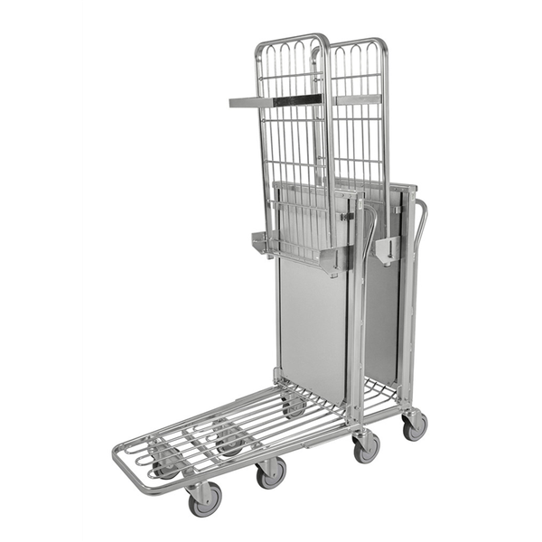 Butiksvagn med fjädrande gallerhyllplan 960x525x1030 mm med elförzinkad yta och ergonomisk design för butik och lager.