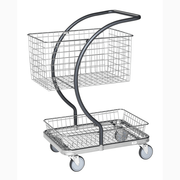C-line korgvagn med stor korg 685x450x1000 mm, robust med mittmonterat handtag och smidig manövrering för transport.