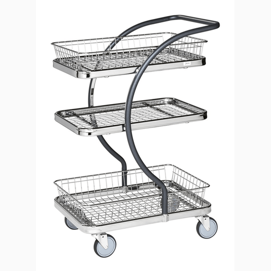 C-line korgvagn med tre hyllor, 685x450x1000 mm