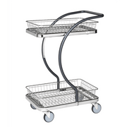 C-line korgvagn med liten korg 685x450x1000 mm, stilren och robust transportvagn med två korgar och ergonomiskt handtag.