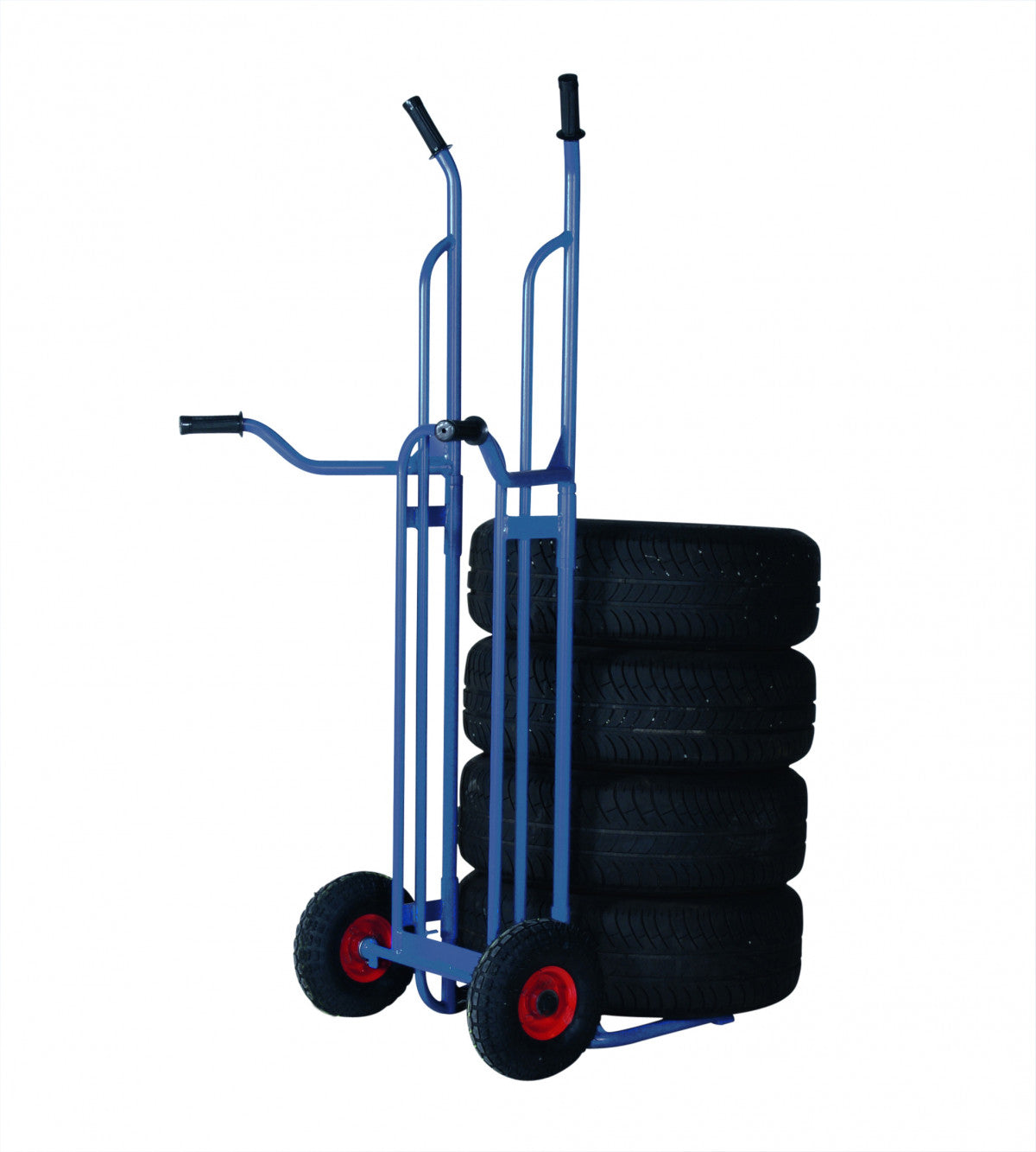 Däckkärra, blå, 805x833x1735mm, 200kg med ergonomiska handtag och stabil konstruktion för effektiv däckhantering.
