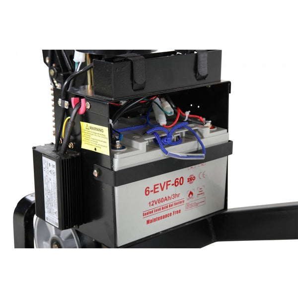 EL Saxlyftvagn, 1000kg, 540x2000mm, singel/poly batteri och pumpenhet mellan chassi och cylinder.