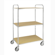 ESD hyllvagn 3 plan 980x585x1445mm med elförzinkad ram och 250kg kapacitet, perfekt för industriell användning.