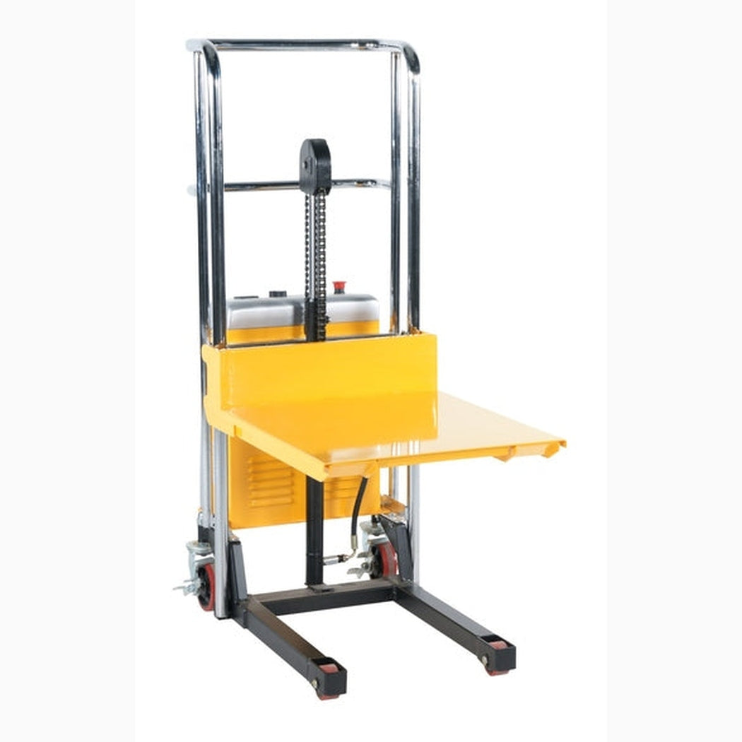 Elektrisk ministaplare, 400kg, 1200-1500mm med justerbar plattform och hydraulisk lyftfunktion för effektiv hantering av tunga laster.